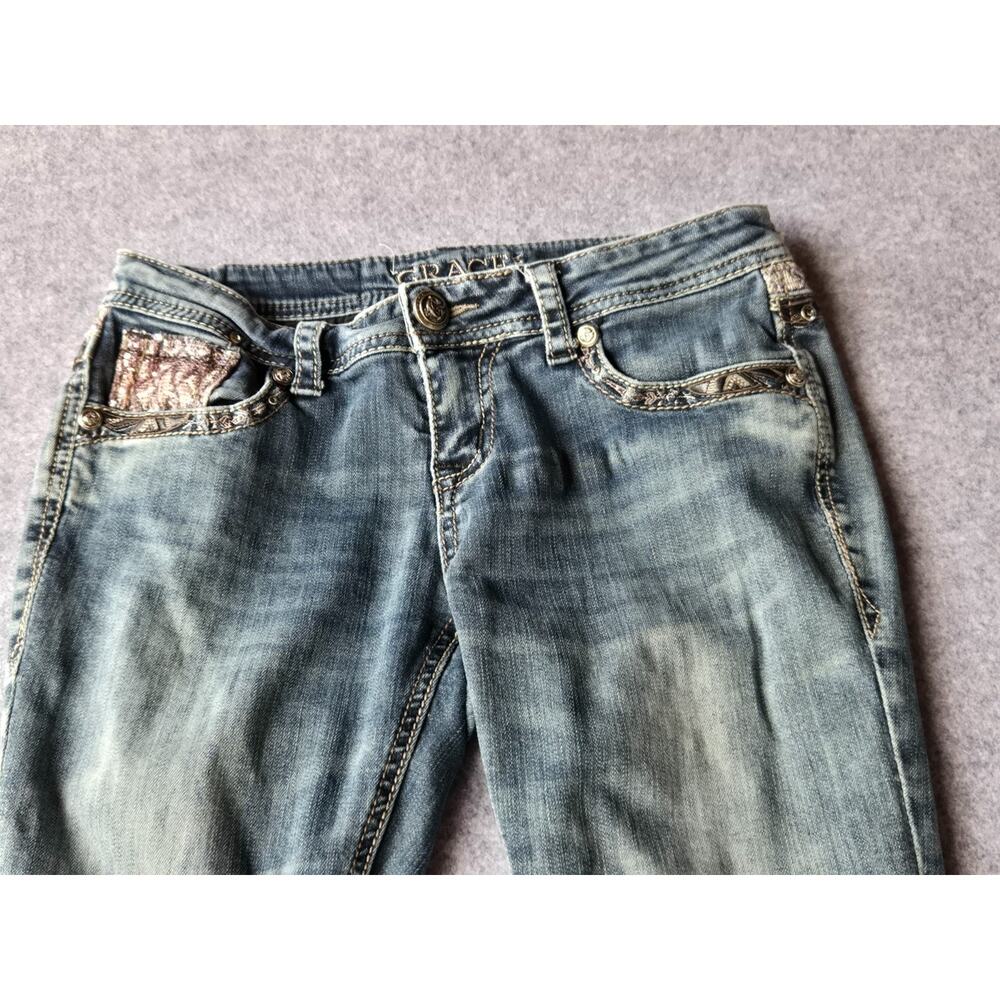 Grace In L.A. Women's Jeans Embellished Stretch Size 28 Low Rise Measures 30x30 - Picture 2 of 16